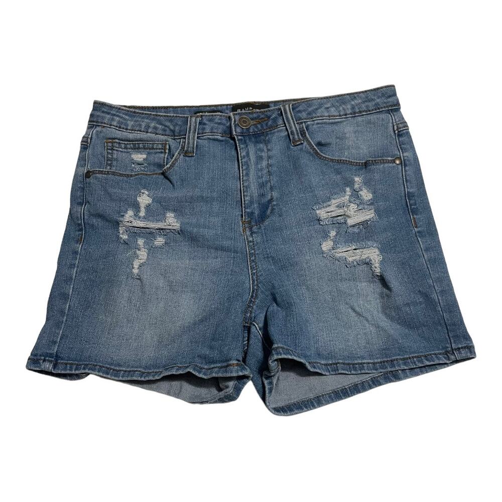 Rampage Jean Shorts Womens Size 11 Wes High Rise Distressed Medium Wash Denim